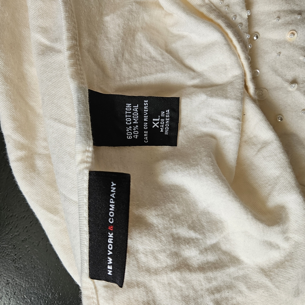 New York & Company Cream Blouse